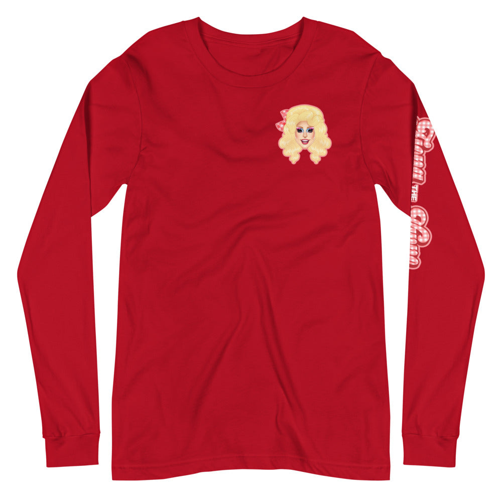 Spokane Indians Ladies V-Slub Red Pom Pom Long Sleeve Tee